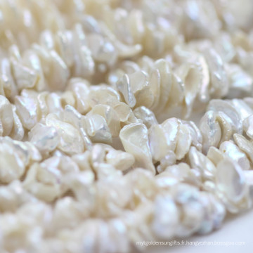 15mm White Keshi Pearl Strands Vente en gros, Center forilled Hole, E190011